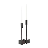 Black Aluminum Slim Candle Holder with Block Base Set