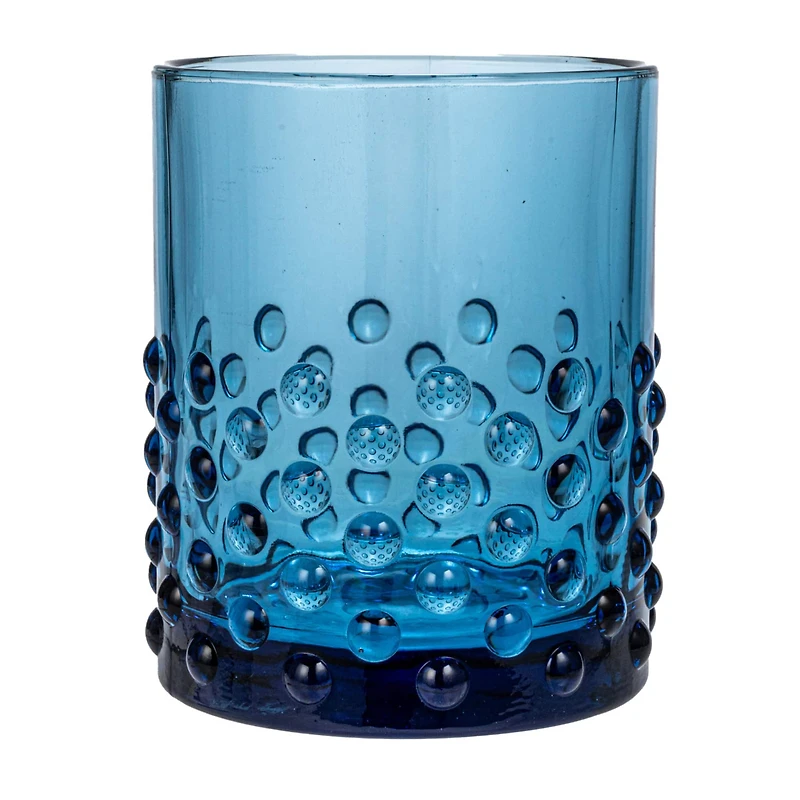 Hello Honey® 12oz. Blue Hobnail Drinking Glass