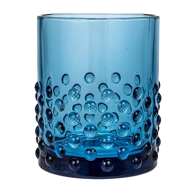 Hello Honey® 12oz. Blue Hobnail Drinking Glass