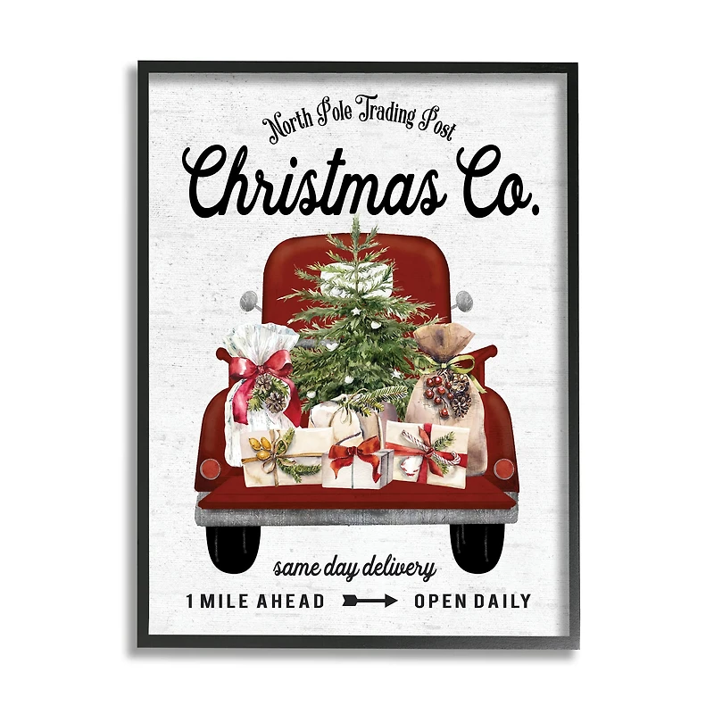 Stupell Industries North Pole Christmas Co. Sign Framed Giclee Art