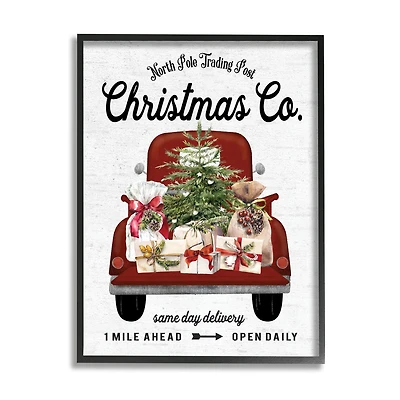 Stupell Industries North Pole Christmas Co. Sign Framed Giclee Art