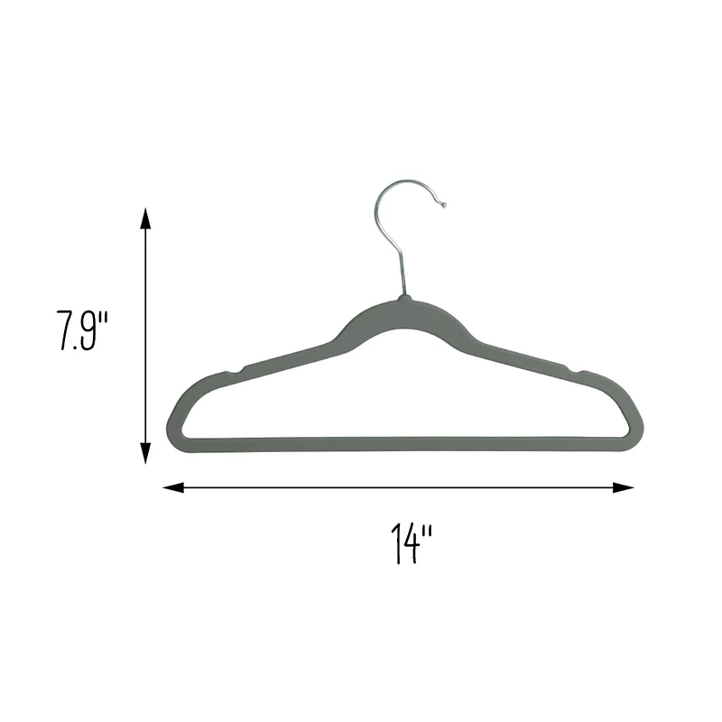 Honey Can Do Gray Slim Profile Rubber Kids Hangers, 10ct.