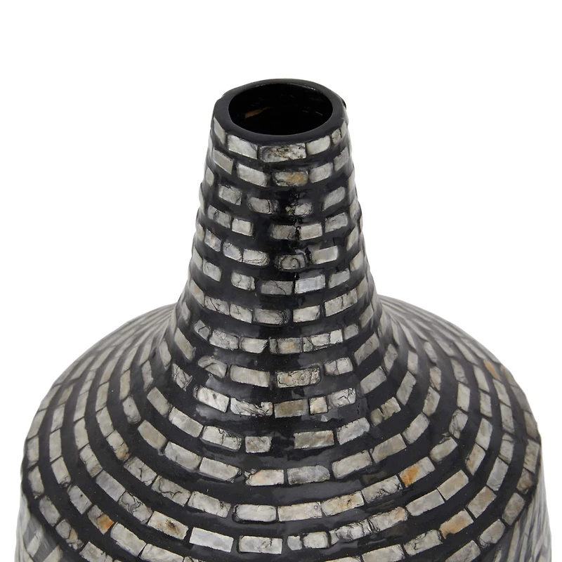 16" Black Shell Contemporary Vase