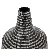 16" Black Shell Contemporary Vase