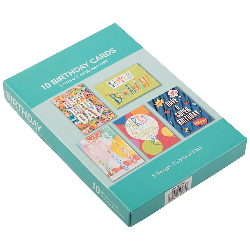 JAM Paper 4" x 6" Happy Birthday Assortment Cards & Matchings Envelope Set, 10ct.