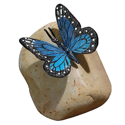 Design Toscano 6" Papilio Ulysses Butterfly on Rock Statue