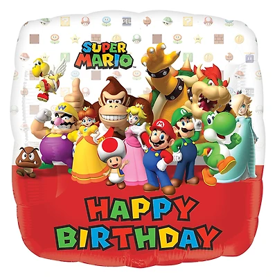17" Super Mario Bros™ Happy Birthday Mylar Balloon