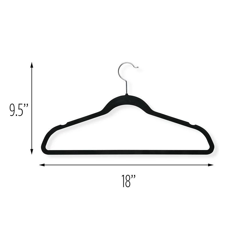 Honey Can Do Black Slim-Profile Non-Slip Velvet Hangers