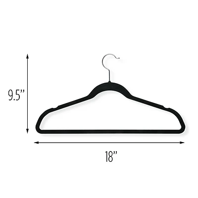 Honey Can Do Black Slim-Profile Non-Slip Velvet Hangers