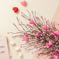 Glitzhome® 28" Valentine's Pink Berry & Heart Picks Set