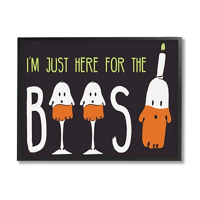 Stupell Industries Here for the Boos Phrase Halloween Ghost Pun Framed Wall Art