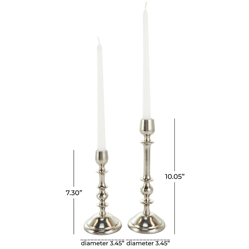 Silver Metal Candle Holder Set