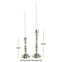 Silver Metal Candle Holder Set