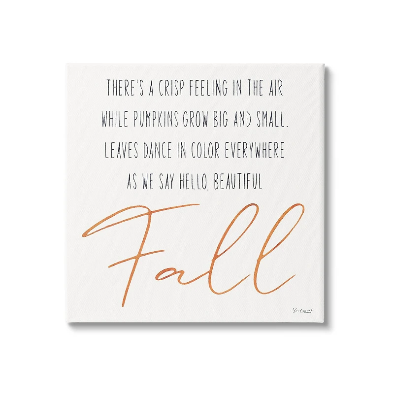 Stupell Industries Hello Beautiful Fall Uplifting Rhyme Canvas Wall Art