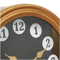 8" Gold Metal Round & Square Tabletop Clock Set