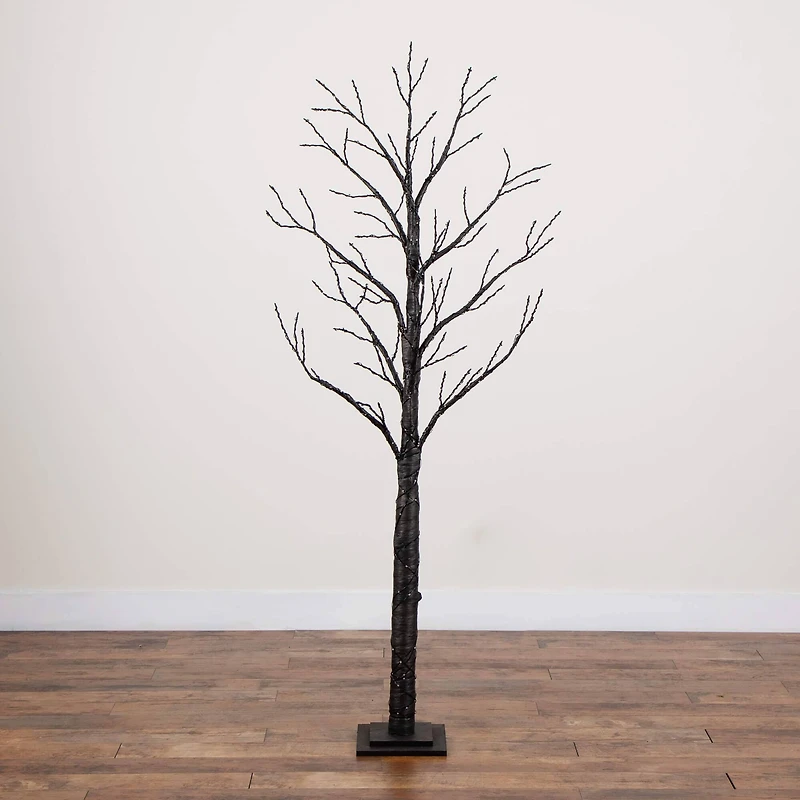 6ft. Pre-Lit Artificial Halloween Twig Tree with 480 Orange & Purple LED Lights