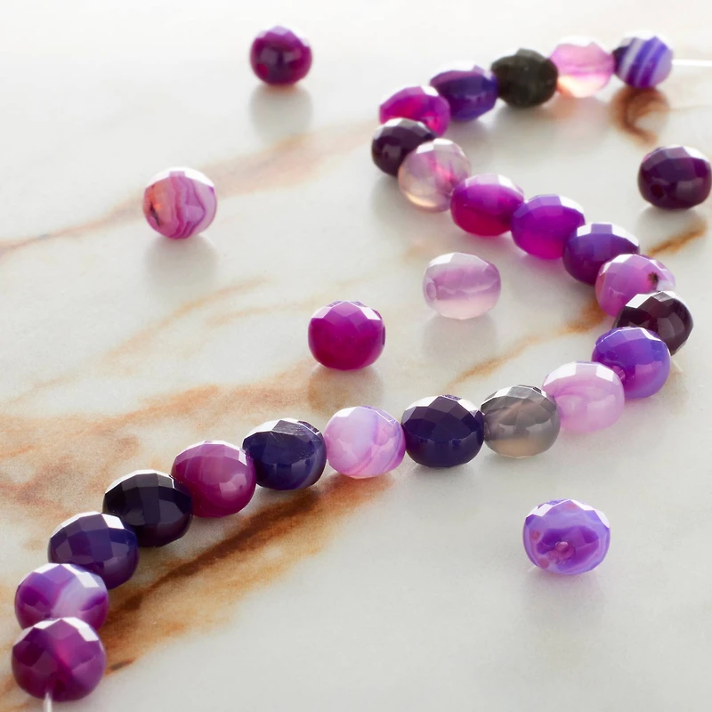 Purple Faceted Agate Coin Beads by Bead Landing