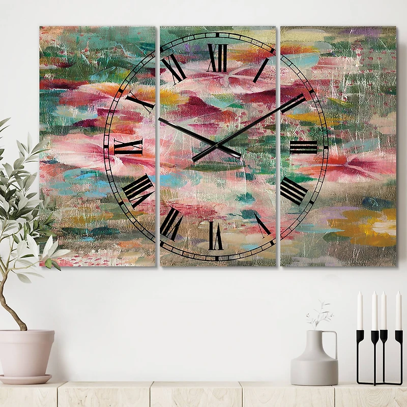 Designart 'Flower Shower Iii Lodge Multipanel Wall Clock