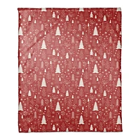 Red Winter Tree Pattern Coral Fleece Blanket