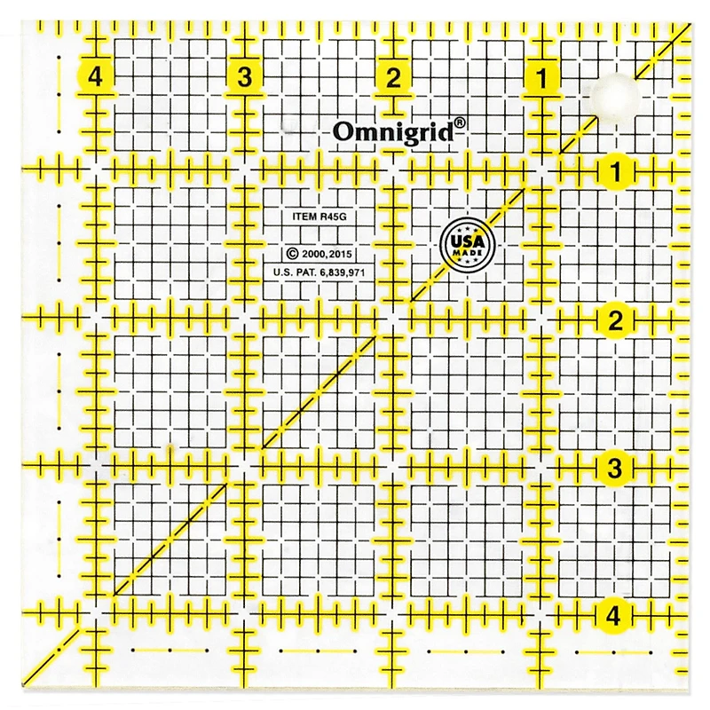 Omnigrid Square Quilting & Sewing Ruler, 4.5" x 4.5"