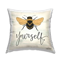 Stupell Industries Bee Yourself Yellow Green Family Word Design Throw Pillow 18" x 18"