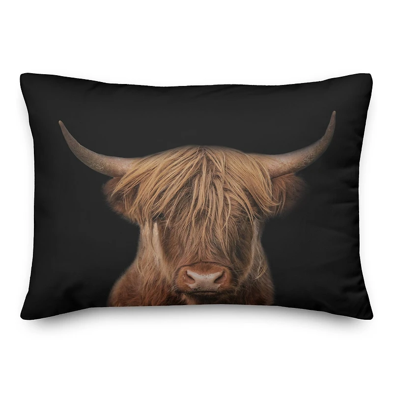 Moody Highland Cow 14" x 20" Throw Pillow