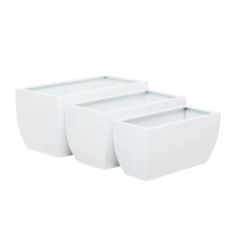White Modern Planter, Set of 3" 20", 18", 16"
