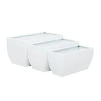 White Modern Planter, Set of 3" 20", 18", 16"