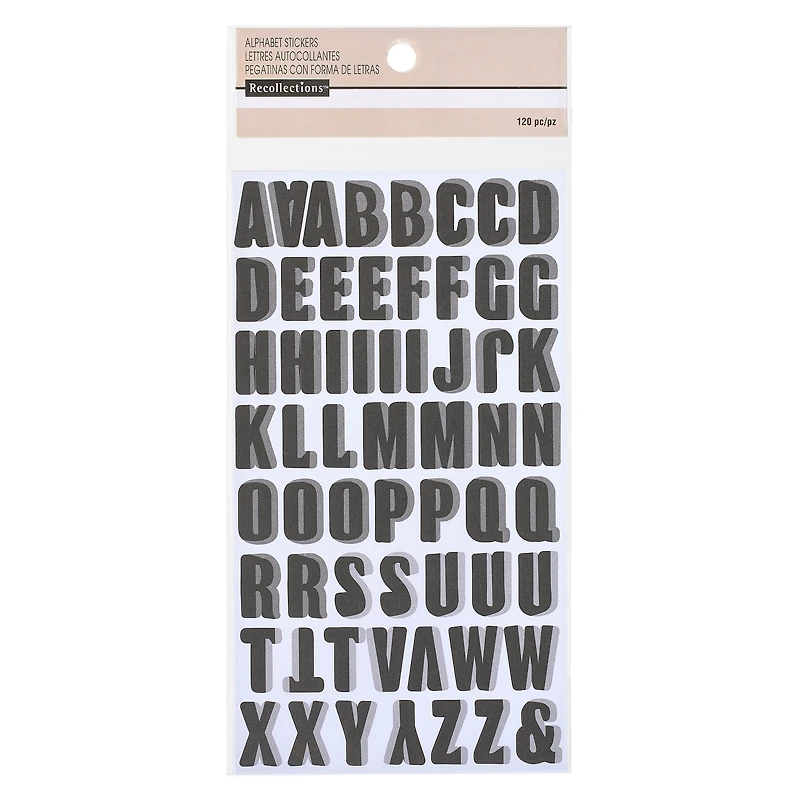 Black Block with Gray Shadow Alphabet Stickers by Recollections™