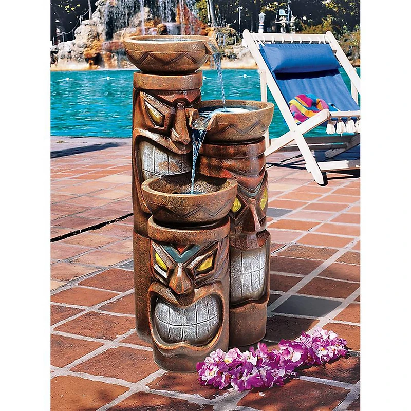 Design Toscano Cascading Aloha Tiki 3-Bowl Garden Fountain