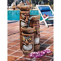 Design Toscano Cascading Aloha Tiki 3-Bowl Garden Fountain