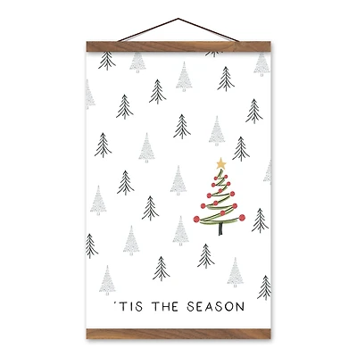 Primitive Winter Forest Teak Hanging Canvas