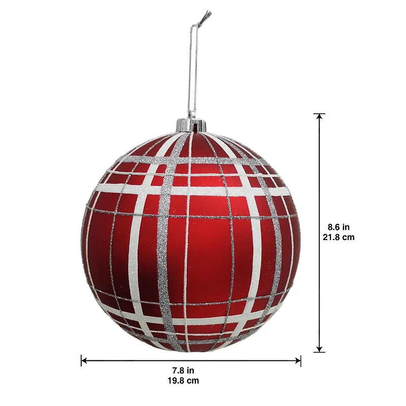 8.25" Red & Silver Glitter Jumbo Ball Ornament by Ashland®