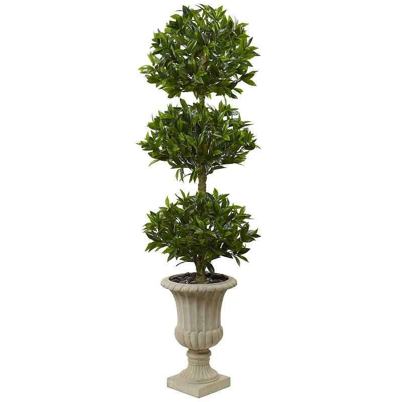 5.5ft. Triple Bay Leaf Topiary Tree in Urn