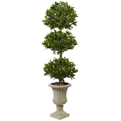 5.5ft. Triple Bay Leaf Topiary Tree in Urn