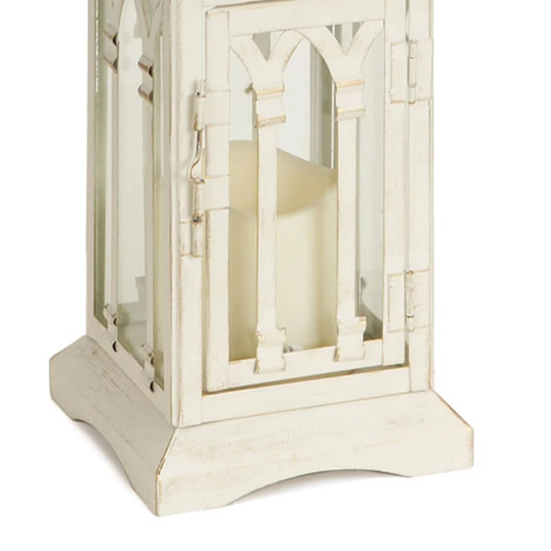 12.25" Ivory Metal Lantern with LED Candle