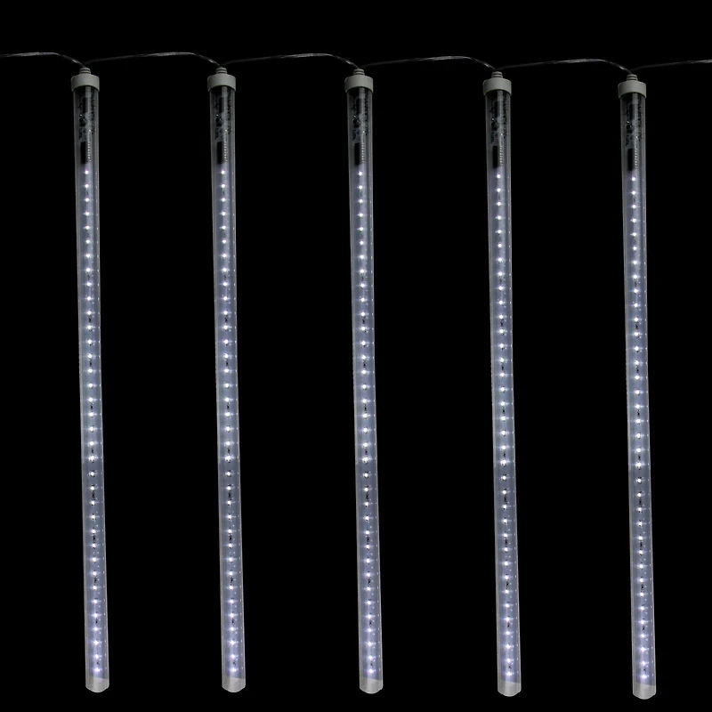 LED Lighted Dripping Icicle Snowfall Christmas Light Tubes -13.25' Clear Wire - 5ct
