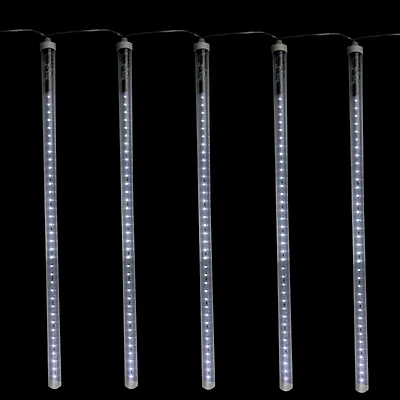 LED Lighted Dripping Icicle Snowfall Christmas Light Tubes -13.25' Clear Wire - 5ct