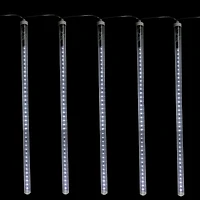 LED Lighted Dripping Icicle Snowfall Christmas Light Tubes -13.25' Clear Wire - 5ct