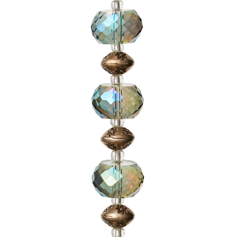 12 Pack: Aqua Metal & Glass Rondelle Beads by Bead Landing™