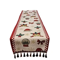 Wizardi 13.75" x 71" Classic Holiday Ornaments Christmas Table Runner