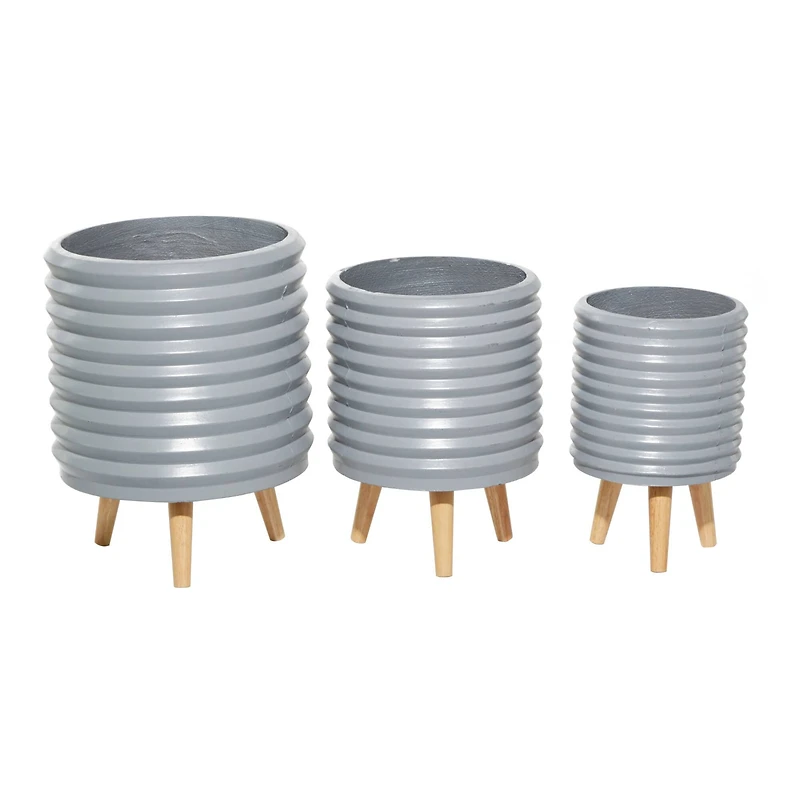 Set of 3 Grey MgO Contemporary Planter 18", 16", 14"