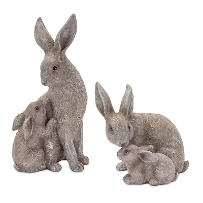 Rabbit With Bunny Figurine Set