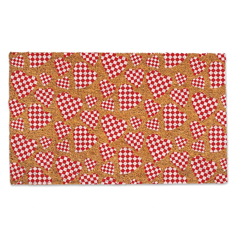 Checkered Heart Pattern Doormat