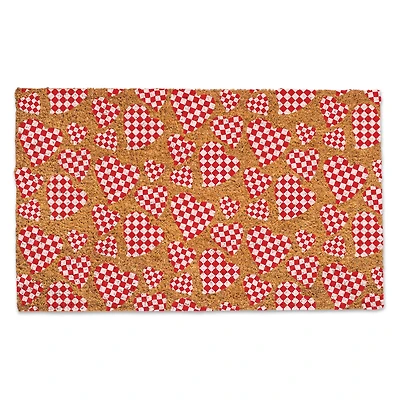 Checkered Heart Pattern Doormat