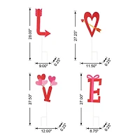 Glitzhome® 28" Set of 4 Valentine's Metal LOVE Yard Stake