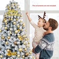 Costway 7.5ft. Unlit Snow Flocked Artificial Christmas Tree