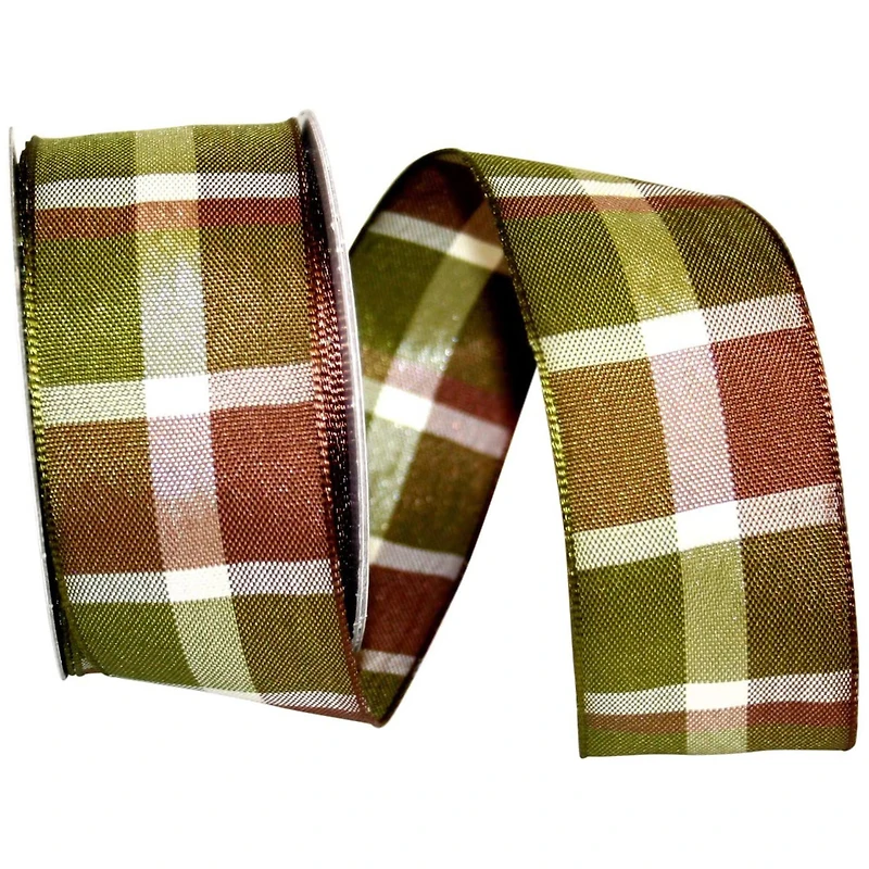 JAM Paper 2.5" x 10yd. Seasonal Fall Supreme Plaid Wired Ribbon