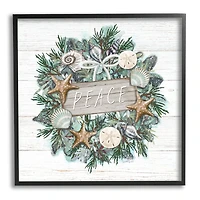 Stupell Industries Sea Life Holiday Peace Wreath Framed Giclee Art