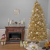 9ft. Pre-Lit Platinum Metallic Artificial Christmas Tree, White LED Lights